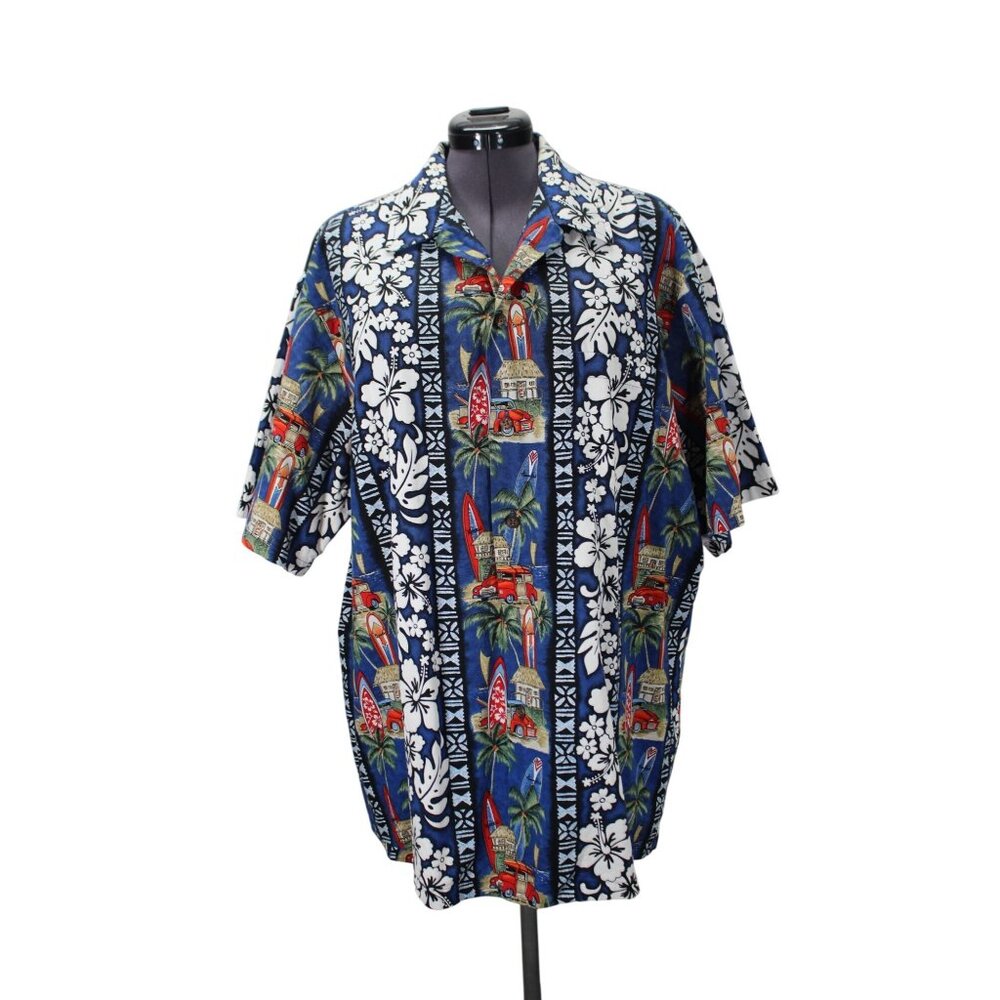 RJC Men’s Size 2XL Hawaiian Shirt‎ Surf Tiki Luau Button Front